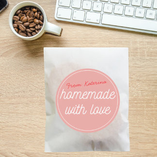 Personalized homemade with love classic round sticker