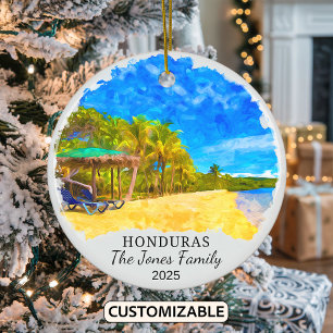 Personalized Honduras Ornament, Central America Ceramic Tree Decoration