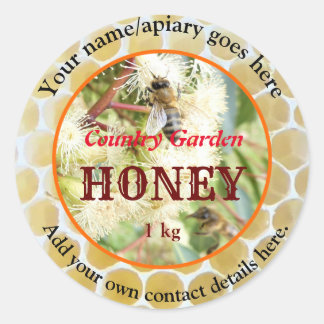 PERSONALIZED HONEY JAR APIARY LABELS. BEEKEEPER CLASSIC ROUND STICKER
