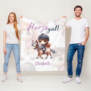 Personalized Horse Girl Dressage Rider Fleece Blanket