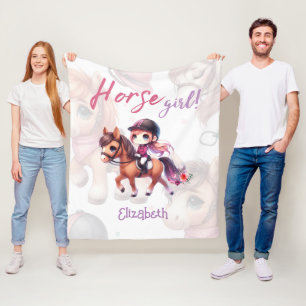 Personalized Horse Girl Dressage Rider Fleece Blanket