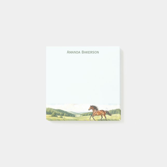 Personalized Horse Stationery Customized Name Post-it Notes (Front)