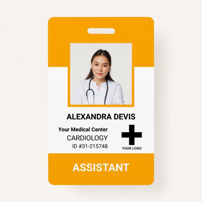 Personalized Hospital Employee Logo & Photo ID Bad ID Badge (Front)
