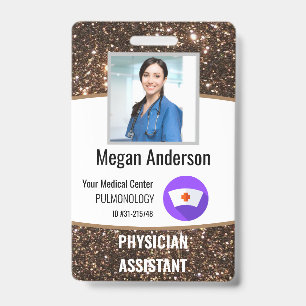 Personalized Hospital Glitter Employee Photo ID  Badge