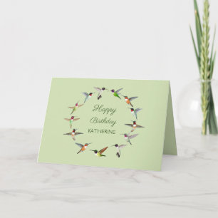 Personalized Hummingbird Happy Birthday Card