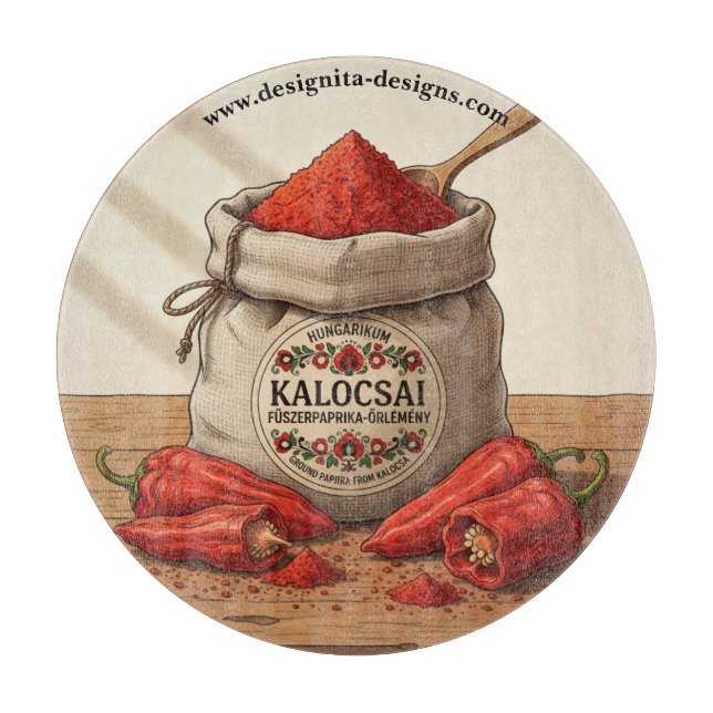 Personalized Hungarian Kalocsai Paprika  Cutting Board (Front)