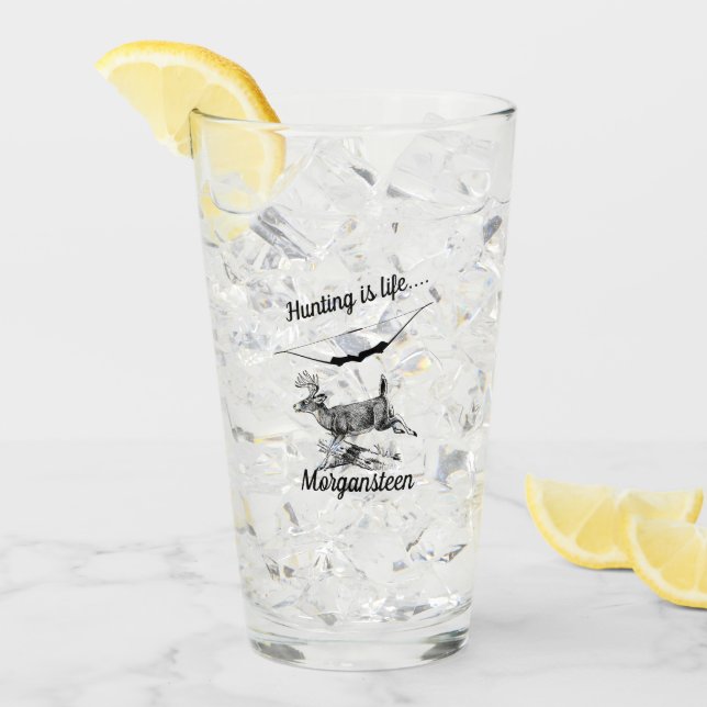 Personalized Hunting Is Life Buck and Archery Bow Glass (Front Ice)