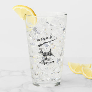 Personalized Hunting Is Life Buck and Rifle Glass