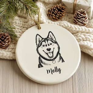 Personalized Husky Dog Christmas Ceramic Tree Decoration