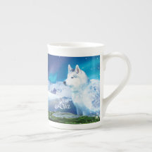 Personalized Husky dog with mountains
