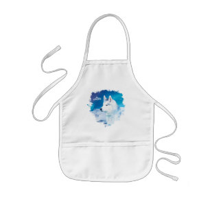 Personalized Husky dog with mountains  Kids Apron