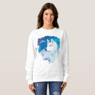 Personalized Husky dog with mountains Sweatshirt