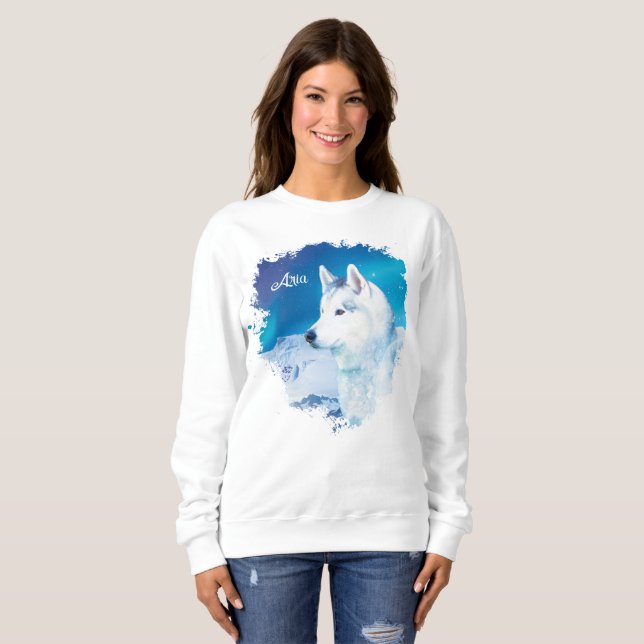 Personalized Husky dog with mountains  Sweatshirt (Front Full)