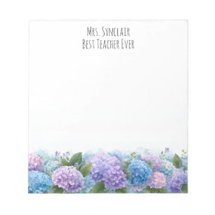 Personalized Hydrangea Flower Teacher Appreciation Notepad