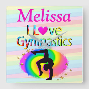 PERSONALIZED I LOVE GYMNASTICS CLOCK