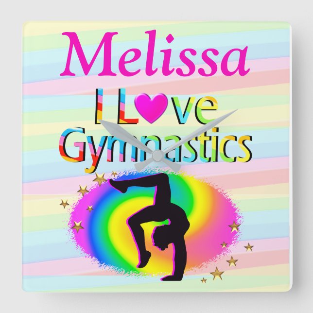 PERSONALIZED I LOVE GYMNASTICS CLOCK (Front)