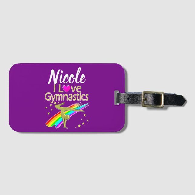 PERSONALIZED I LOVE GYMNASTICS DESIGN LUGGAGE TAG (Front Horizontal)