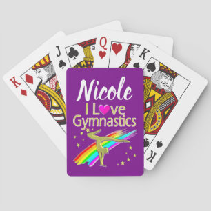 PERSONALIZED I LOVE GYMNASTICS DESIGN PLAYING CARDS