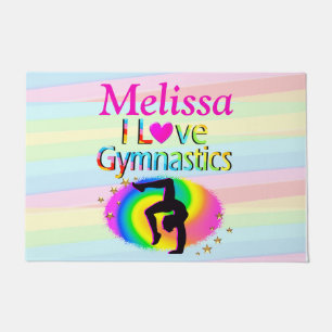 PERSONALIZED I LOVE GYMNASTICS MAT