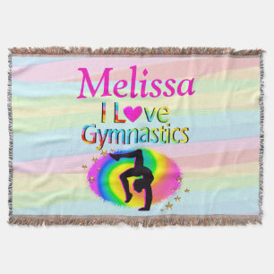 PERSONALIZED I LOVE GYMNASTICS THROW BLANKET