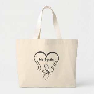 Personalized I Love My Bestie • You = ♥ Large Tote Bag