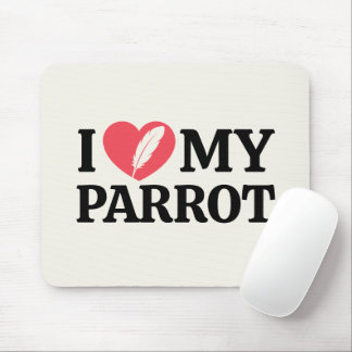 Personalized I Love My Parrot Heart Typography Mouse Pad