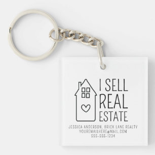 Personalized I Sell Real Estate Promotional House Key Ring