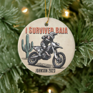 Personalized - I Survived Baja Desert Motocross Ceramic Tree Decoration