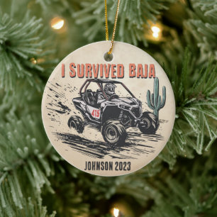 Personalized - I Survived Baja Desert Motocross Ceramic Tree Decoration