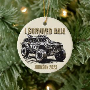 Personalized - I Survived Baja Truck Christmas  Ceramic Tree Decoration
