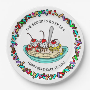Personalized Ice Cream Birthday Party Paper Plate