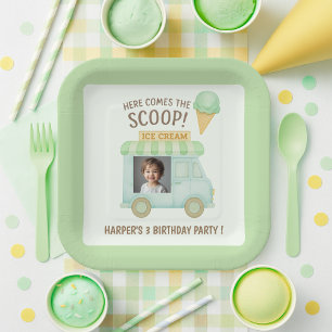 Personalized Ice Cream Truck Birthday Paper Plate