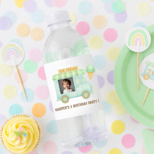 Personalized Ice Cream Truck Birthday Water Bottle Label