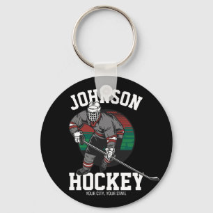 Personalized Ice Hockey Player Team Athlete Name  Key Ring