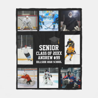 Personalized Ice Hockey Senior Night Graduation Fleece Blanket
