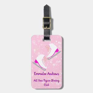 Personalized Ice Skating Pink Skating Club/Address Luggage Tag
