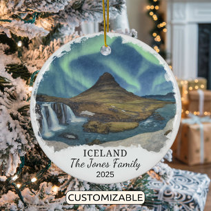 Personalized Iceland Ornament, Iceland Ceramic Tree Decoration