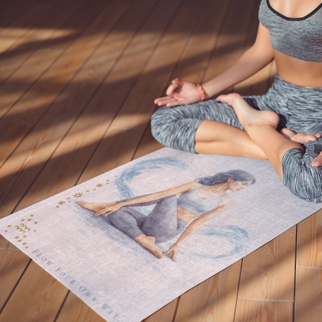 Personalized Illustrated Aquarius Zodiac Quote Yoga Mat (Creator Uploaded)