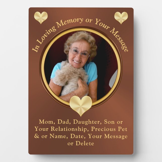 Personalized In Loving Memory Gifts with PHOTO Plaque (Front)