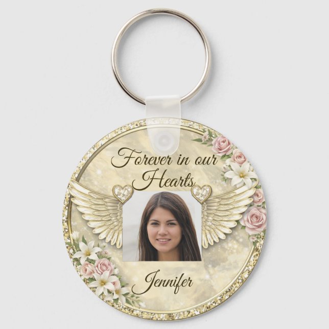 Personalized In Memorial Photo Template Key Ring (Front)