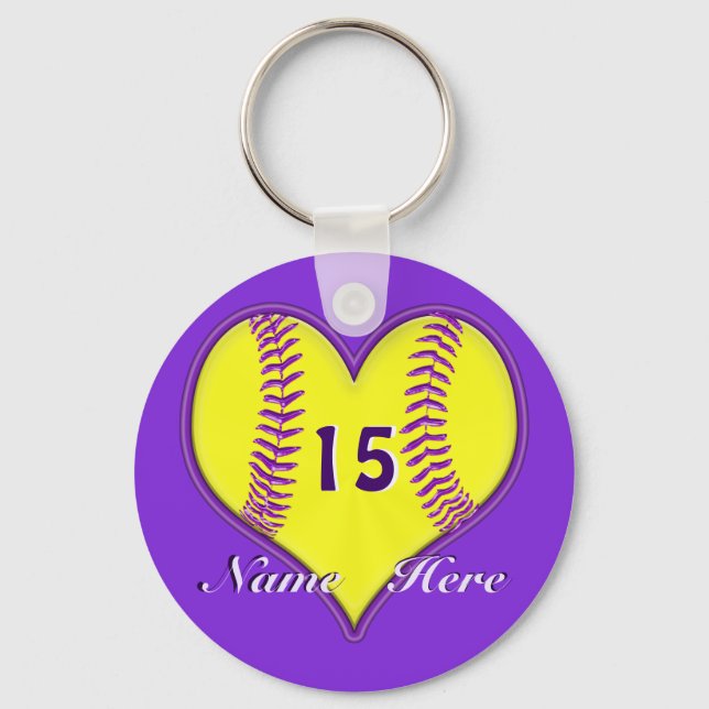 PERSONALIZED Inexpensive Softball Team Gifts Key Ring (Front)
