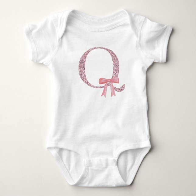 Personalized Initial Baby Girl "Q" Bodysuit (Front)