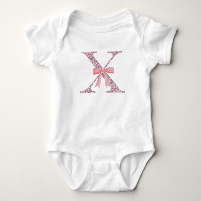 Personalized Initial Baby Girl "X" Bodysuit (Front)