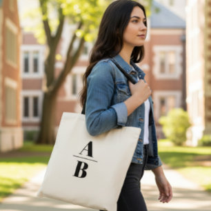 Personalized Initial Canvas Tote Bag