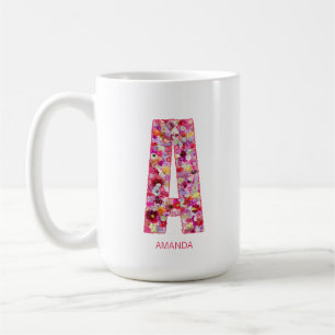 Personalized Initial   Floral Letter A Monogram Coffee Mug