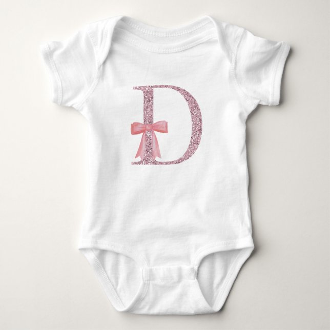 Personalized Initial for baby girl "D" Baby Bodysuit (Front)