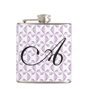 Personalized Initial Purple Pinwheels Hip Flask