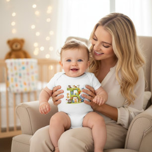 Personalized Initial R Cute Jungle Animal Bodysuit