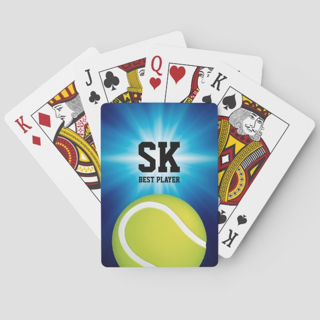 Personalized Initials | Green Tennis Ball Playing Cards (Back)