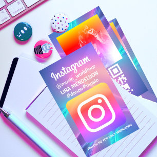 Personalized instagram logo photo and QR code Business Card
